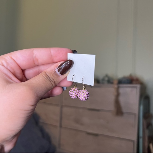 Handmade Pastel Pink Circle Gem Small Casual Cute Drop Earrings Jewelry Accessor - Picture 8 of 16